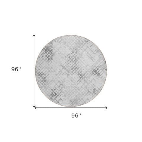 Homeroots 3' Stylish Navy Blue And Sky Blue Geometric Washable Area Rug For Indoor And Outdoor Spaces 8' Round Polyester 588270