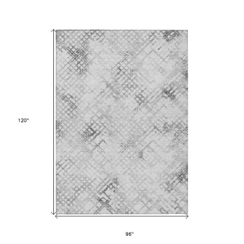 Homeroots 3' Stylish Navy Blue And Sky Blue Geometric Washable Area Rug For Indoor And Outdoor Spaces 8' X 10' Polyester 588271