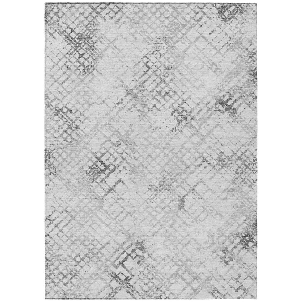 HomeRoots 9' Gray Charcoal and Silver Geometric Indoor Outdoor Area Rug - Stylish, Durable, Easy to Clean 9' X 12' 588272