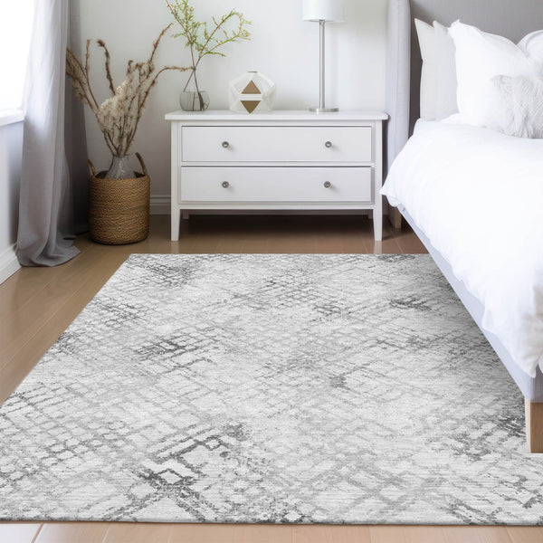 Homeroots 3' Stylish Navy Blue And Sky Blue Geometric Washable Area Rug For Indoor And Outdoor Spaces 9' X 12' Polyester 588272