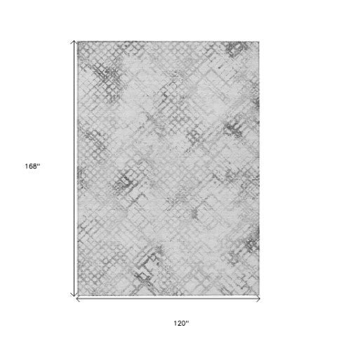 Homeroots 3' Stylish Navy Blue And Sky Blue Geometric Washable Area Rug For Indoor And Outdoor Spaces 10' X 14' Polyester 588273