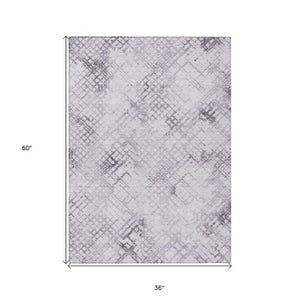 Homeroots 3' Stylish Navy Blue And Sky Blue Geometric Washable Area Rug For Indoor And Outdoor Spaces 3' X 5' Polyester 588274