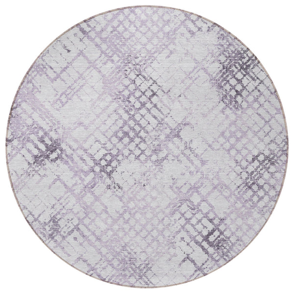 Homeroots 3' Stylish Navy Blue And Sky Blue Geometric Washable Area Rug For Indoor And Outdoor Spaces 8' Round Polyester 588276