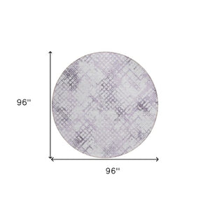 Homeroots 3' Stylish Navy Blue And Sky Blue Geometric Washable Area Rug For Indoor And Outdoor Spaces 8' Round Polyester 588276