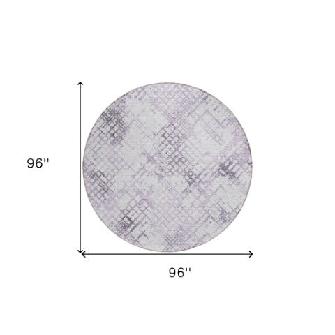 Homeroots 3' Stylish Navy Blue And Sky Blue Geometric Washable Area Rug For Indoor And Outdoor Spaces 8' Round Polyester 588276