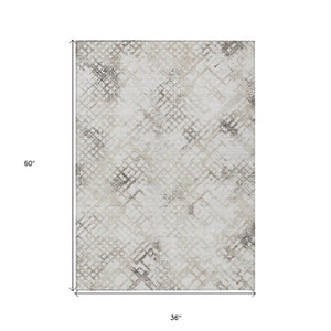 Homeroots 3' Stylish Navy Blue And Sky Blue Geometric Washable Area Rug For Indoor And Outdoor Spaces 3' X 5' Polyester 588280