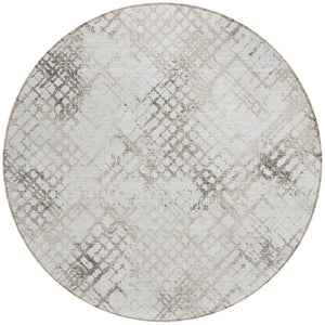 Homeroots 3' Stylish Navy Blue And Sky Blue Geometric Washable Area Rug For Indoor And Outdoor Spaces 8' Round Polyester 588282