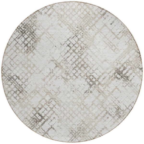 Homeroots 3' Stylish Navy Blue And Sky Blue Geometric Washable Area Rug For Indoor And Outdoor Spaces 8' Round Polyester 588282