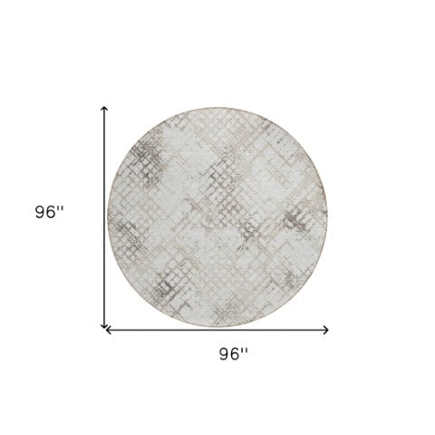 Homeroots 3' Stylish Navy Blue And Sky Blue Geometric Washable Area Rug For Indoor And Outdoor Spaces 8' Round Polyester 588282