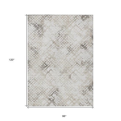 Homeroots 3' Stylish Navy Blue And Sky Blue Geometric Washable Area Rug For Indoor And Outdoor Spaces 8' X 10' Polyester 588283