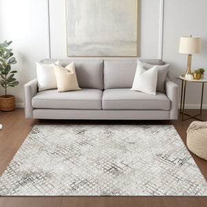 Homeroots 3' Stylish Navy Blue And Sky Blue Geometric Washable Area Rug For Indoor And Outdoor Spaces 8' X 10' Polyester 588283