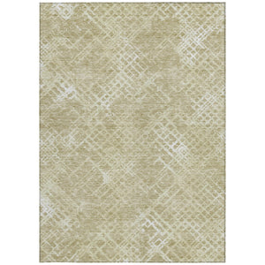 Homeroots 3' Stylish Beige Tan And Ivory Geometric Washable Area Rug For Indoor And Outdoor Spaces 5' X 8' Polyester 588287