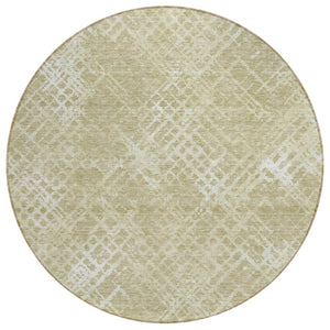 HomeRoots 5' Geometric Indoor Outdoor Area Rug in Beige Tan Ivory - Stylish, Washable, Durable Design Perfect for Any Space 8' Round 588288