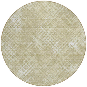 Homeroots 3' Stylish Beige Tan And Ivory Geometric Washable Area Rug For Indoor And Outdoor Spaces 8' Round Polyester 588288