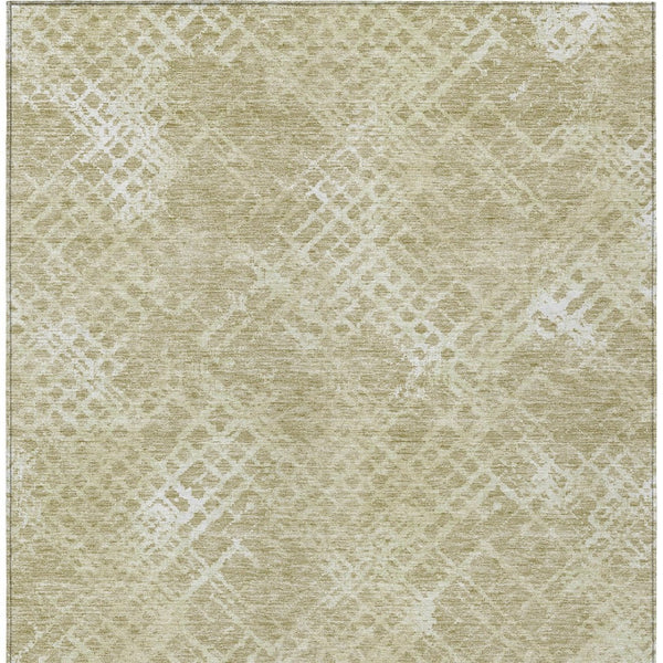 Homeroots 3' Stylish Beige Tan And Ivory Geometric Washable Area Rug For Indoor And Outdoor Spaces 8' X 10' Polyester 588289