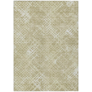 HomeRoots 5' Geometric Indoor Outdoor Area Rug in Beige Tan Ivory - Stylish, Washable, Durable Design Perfect for Any Space 8' X 10' 588289