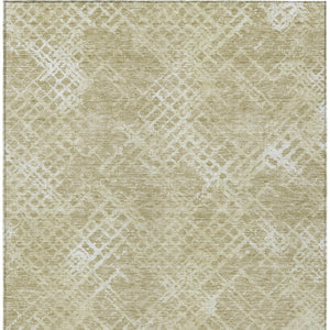 Homeroots 3' Stylish Beige Tan And Ivory Geometric Washable Area Rug For Indoor And Outdoor Spaces 10' X 14' Polyester 588291