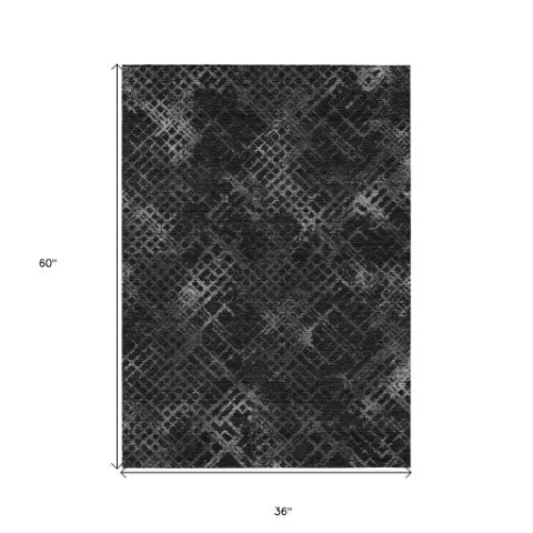 Homeroots 3' Stylish Beige Tan And Ivory Geometric Washable Area Rug For Indoor And Outdoor Spaces 3' X 5' Polyester 588292