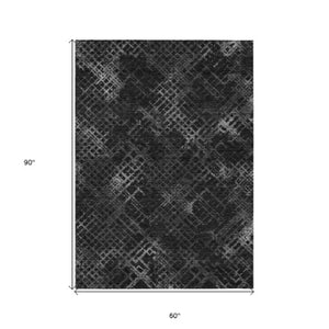 Homeroots 3' Stylish Beige Tan And Ivory Geometric Washable Area Rug For Indoor And Outdoor Spaces 5' X 8' Polyester 588293