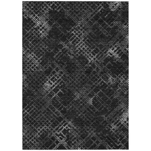 HomeRoots 5' Charcoal Gray and Silver Geometric Area Rug – Durable, Washable, Indoor/Outdoor, Modern Style 5' X 8' 588293