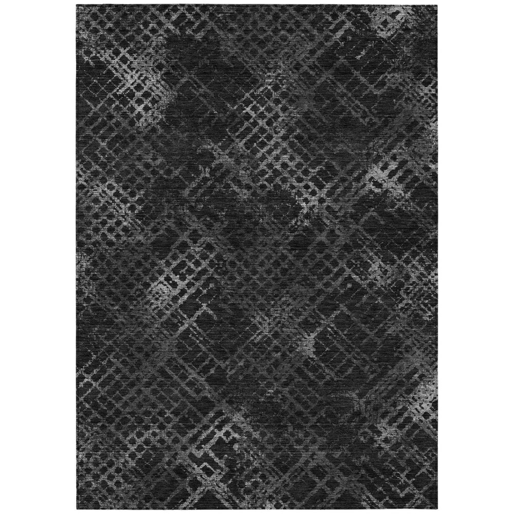 HomeRoots 5' Charcoal Gray and Silver Geometric Area Rug – Durable, Washable, Indoor/Outdoor, Modern Style 10' X 14' 588297
