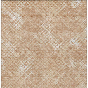 Homeroots 3' Stylish Beige Tan And Ivory Geometric Washable Area Rug For Indoor And Outdoor Spaces 5' X 8' Polyester 588299