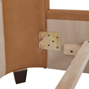 English Elm Jennifer Taylor Home - Brooklyn King Tufted Panel Bed Set - Luxurious Caramel Tan Faux Leather With Wingback Design B2719P238200