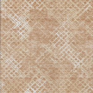 Homeroots 3' Stylish Beige Tan And Ivory Geometric Washable Area Rug For Indoor And Outdoor Spaces 9' X 12' Polyester 588302