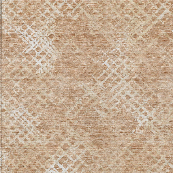 Homeroots 3' Stylish Beige Tan And Ivory Geometric Washable Area Rug For Indoor And Outdoor Spaces 9' X 12' Polyester 588302