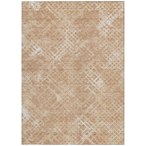 Homeroots 3' Stylish Beige Tan And Ivory Geometric Washable Area Rug For Indoor And Outdoor Spaces 10' X 14' Polyester 588303