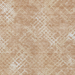 Homeroots 3' Stylish Beige Tan And Ivory Geometric Washable Area Rug For Indoor And Outdoor Spaces 10' X 14' Polyester 588303