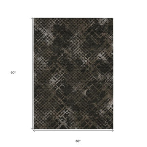 Homeroots 3' Stylish Beige Tan And Ivory Geometric Washable Area Rug For Indoor And Outdoor Spaces 5' X 8' Polyester 588305