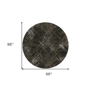 Homeroots 3' Stylish Beige Tan And Ivory Geometric Washable Area Rug For Indoor And Outdoor Spaces 8' Round Polyester 588306