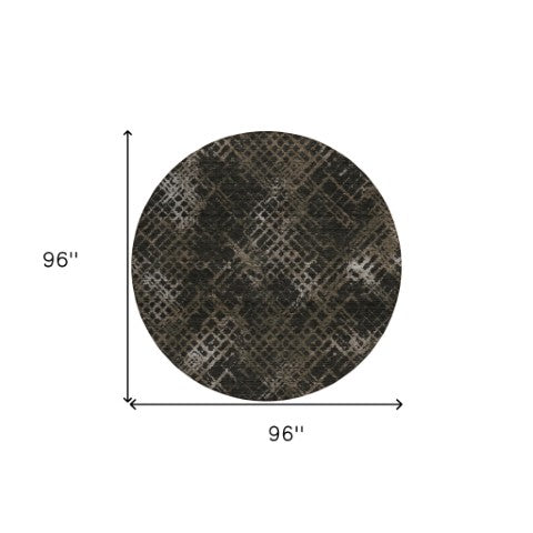 Homeroots 3' Stylish Beige Tan And Ivory Geometric Washable Area Rug For Indoor And Outdoor Spaces 8' Round Polyester 588306