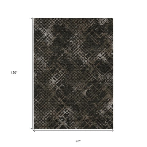 Homeroots 3' Stylish Beige Tan And Ivory Geometric Washable Area Rug For Indoor And Outdoor Spaces 8' X 10' Polyester 588307