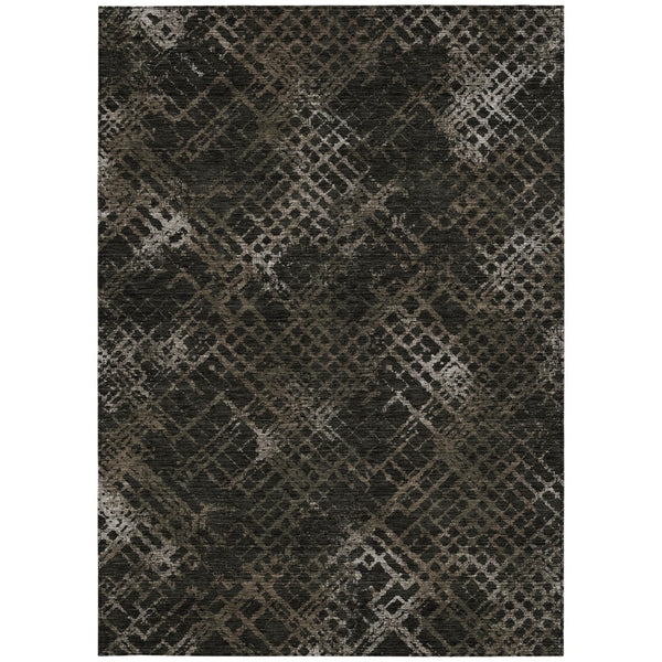 Homeroots 3' Stylish Beige Tan And Ivory Geometric Washable Area Rug For Indoor And Outdoor Spaces 9' X 12' Polyester 588308