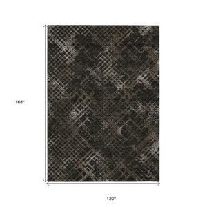 Homeroots 3' Stylish Beige Tan And Ivory Geometric Washable Area Rug For Indoor And Outdoor Spaces 10' X 14' Polyester 588309