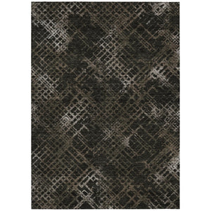 HomeRoots 5' Brown and Chocolate Geometric Indoor Outdoor Area Rug - Stylish, Washable, and Durable for Any Space 10' X 14' 588309