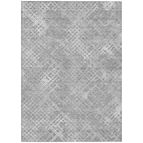 HomeRoots 5' Modern Gray and Silver Geometric Washable Area Rug for Indoor Outdoor Spaces, Easy Care & Durable 5' X 8' 588311