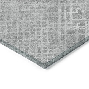 HomeRoots 5' Modern Gray and Silver Geometric Washable Area Rug for Indoor Outdoor Spaces, Easy Care & Durable 10' X 14' 588315