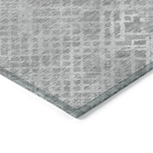 HomeRoots 5' Modern Gray and Silver Geometric Washable Area Rug for Indoor Outdoor Spaces, Easy Care & Durable 10' X 14' 588315