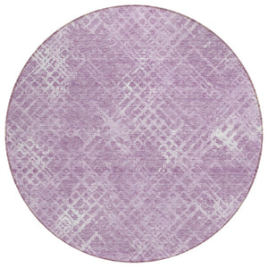 HomeRoots 5' Lavender Purple and Ivory Geometric Area Rug - Durable, Washable, Stylish for Indoor and Outdoor Use 8' Round 588318