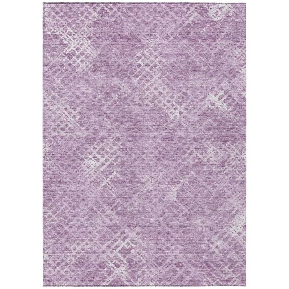 HomeRoots 5' Lavender Purple and Ivory Geometric Area Rug - Durable, Washable, Stylish for Indoor and Outdoor Use 8' X 10' 588319