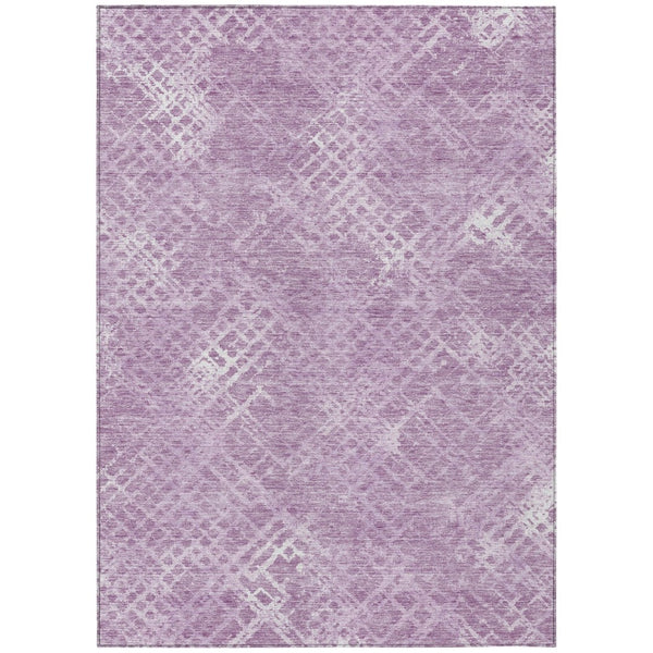HomeRoots 9' Stylish Lavender and Ivory Geometric Indoor Outdoor Area Rug for Easy Care and Modern Living 9' X 12' 588320