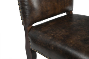 HomeRoots Set of Two Elegant Dark Brown Leather & Solid Wood Dining Side Chairs for Stylish Comfort 588328