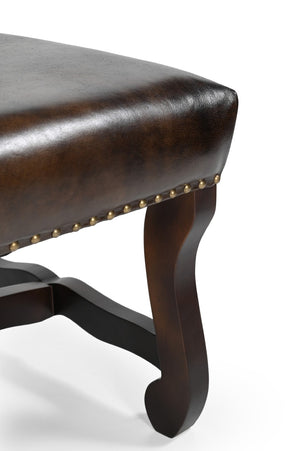HomeRoots Set of Two Elegant Dark Brown Leather & Solid Wood Dining Side Chairs for Stylish Comfort 588328