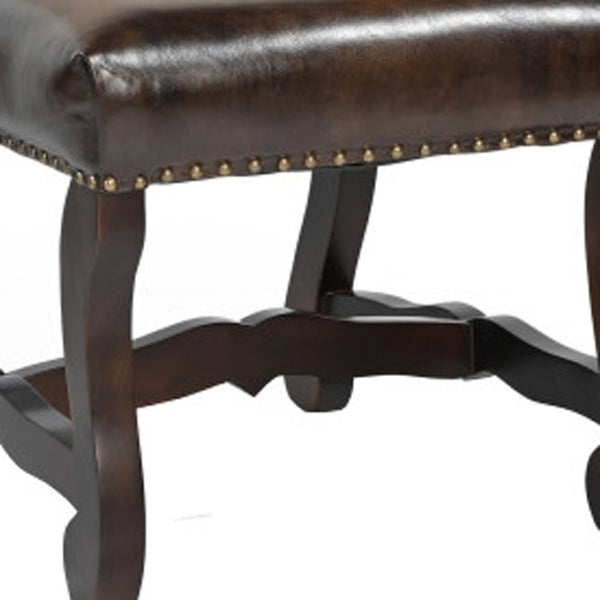HomeRoots Set of Two Elegant Linen and Leather Upholstered Dining Chairs in Cream and Brown for Versatile Style 588329