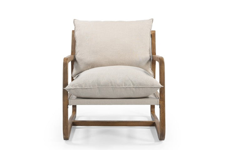 Homeroots 30" Elegant Beige Linen Arm Chair With Solid Wood Frame, Cozy Cushions & Chic Design For Any Space   588330