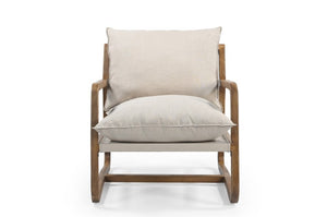 Homeroots 30" Elegant Beige Linen Arm Chair With Solid Wood Frame, Cozy Cushions & Chic Design For Any Space   588330