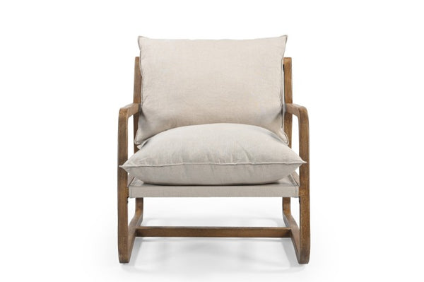 Homeroots 30" Elegant Beige Linen Arm Chair With Solid Wood Frame, Cozy Cushions & Chic Design For Any Space   588330